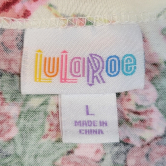 LuLaRoe: Carly Womens L Tee T-shirt Swing Dress Short Sleeve High-Low Hem Floral - Picture 6 of 9